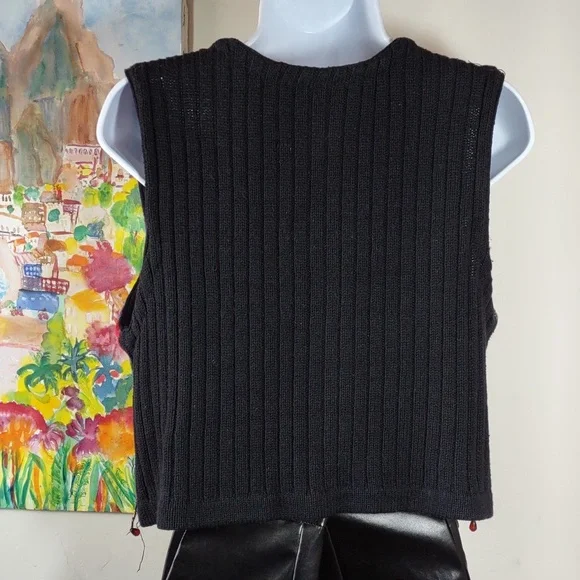 Vintage Carole Little Sport Petite Embellished Sweater Vest - Picture 4 of 6